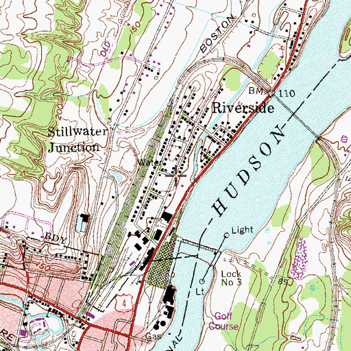 Topographic Map of Riverside Fire Station, NY