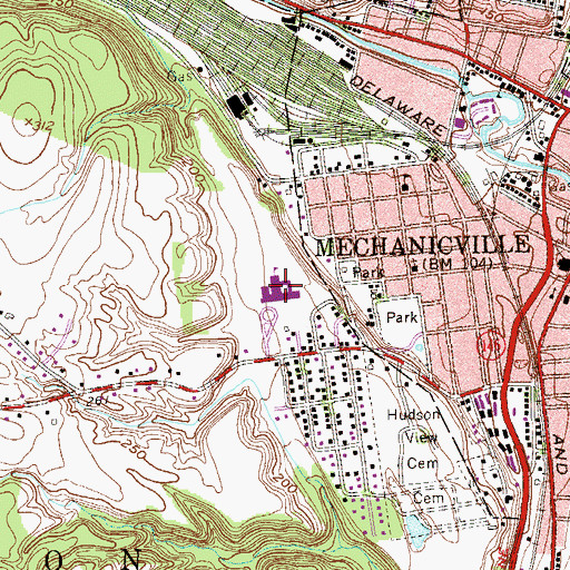 Topographic Map of Mechanicville High School, NY