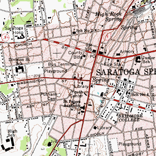 Topographic Map of First Baptist Church, NY