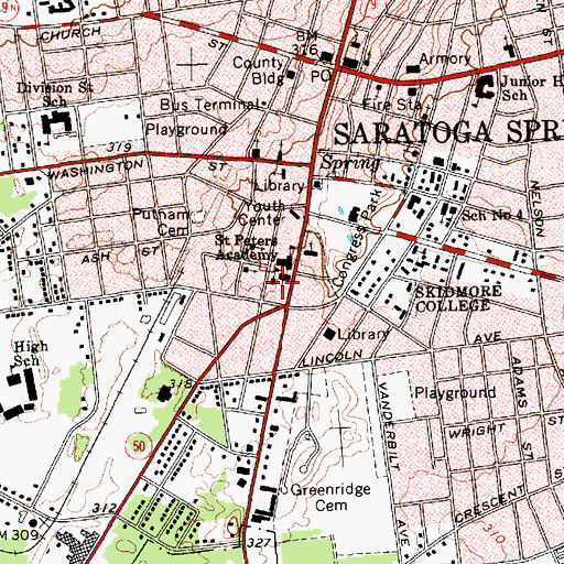 Topographic Map of Saint Peter's Parochial School, NY