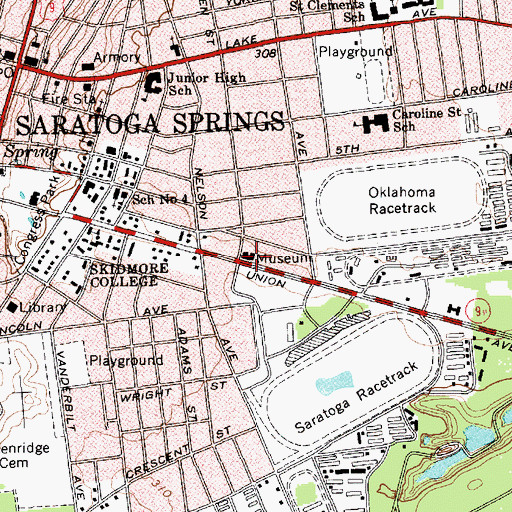 Topographic Map of National Museum of Racing, NY
