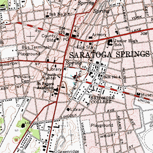 Topographic Map of Saratoga Historical Society Museum, NY