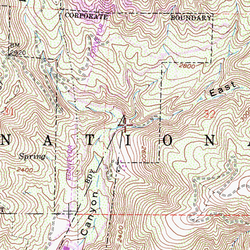 Topographic Map of East Fork Devil Canyon, CA