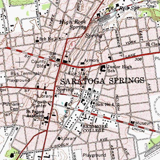 Topographic Map of Saint Paul's Lutheran Church (historical), NY