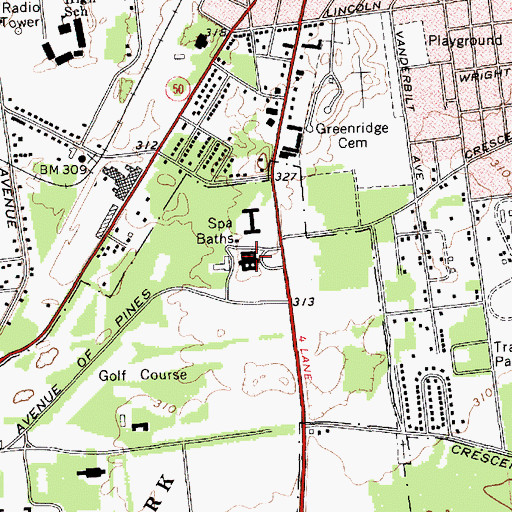 Topographic Map of Lincoln Baths (historical), NY