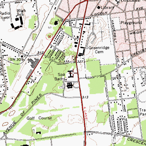 Topographic Map of Washington Baths, NY