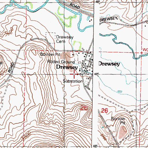 Topographic Map of Drewsey Elementary School, OR