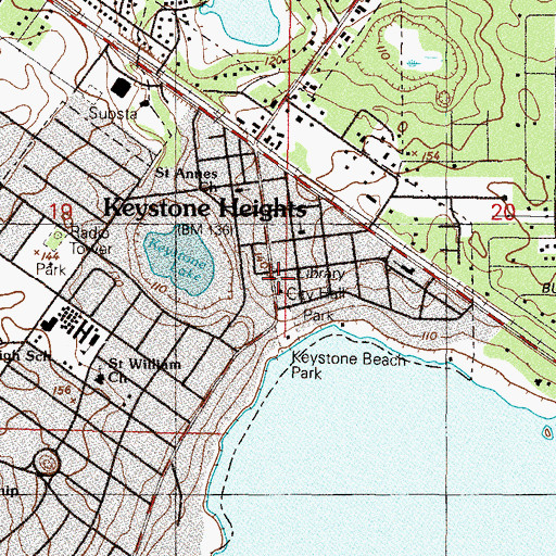 Topographic Map of Keystone Heights Municipal Building, FL