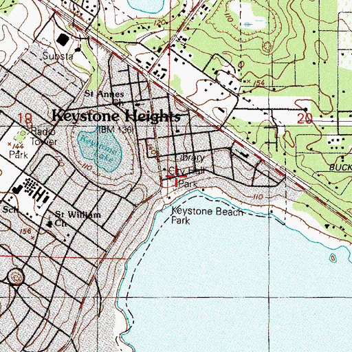 Topographic Map of Keystone Heights Public Library, FL