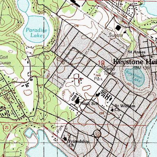 Topographic Map of Keystone Heights High School Stadium, FL