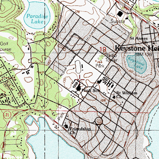 Topographic Map of Keystone Heights Middle School, FL