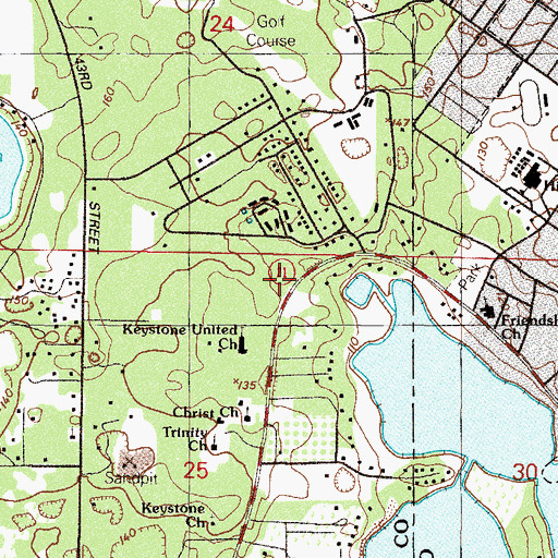 Topographic Map of Keystone Presbyterian Church, FL