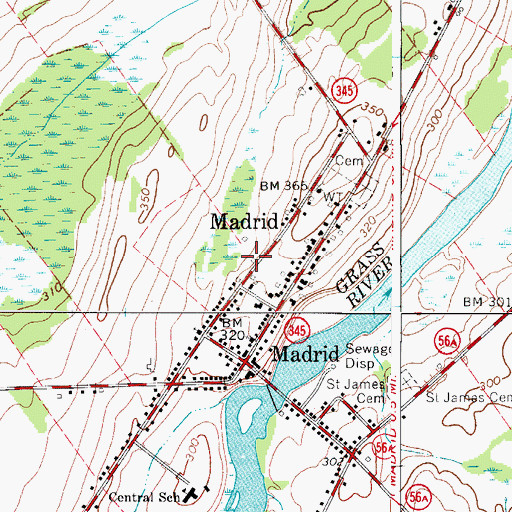 Topographic Map of Town of Madrid Highway Department, NY
