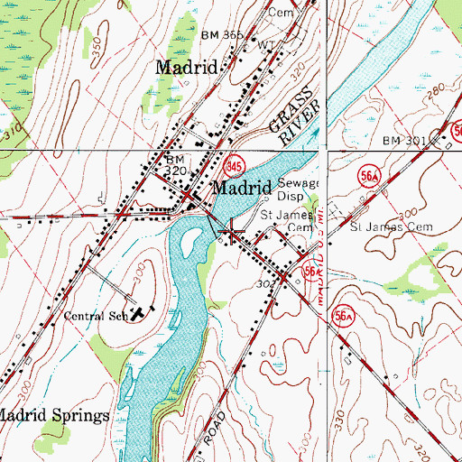 Topographic Map of Madrid Water District Filter House And Pumping Station, NY