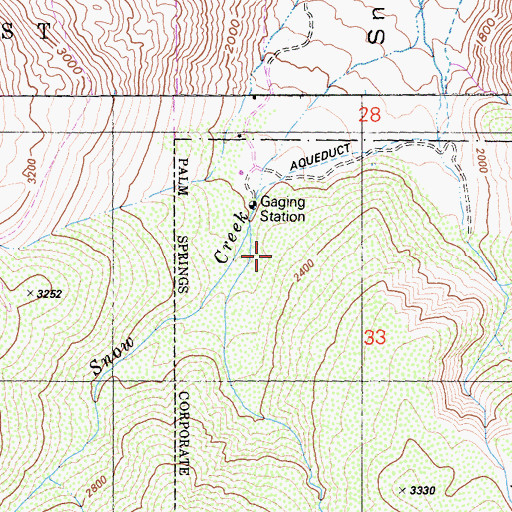 Topographic Map of East Fork Snow Creek, CA