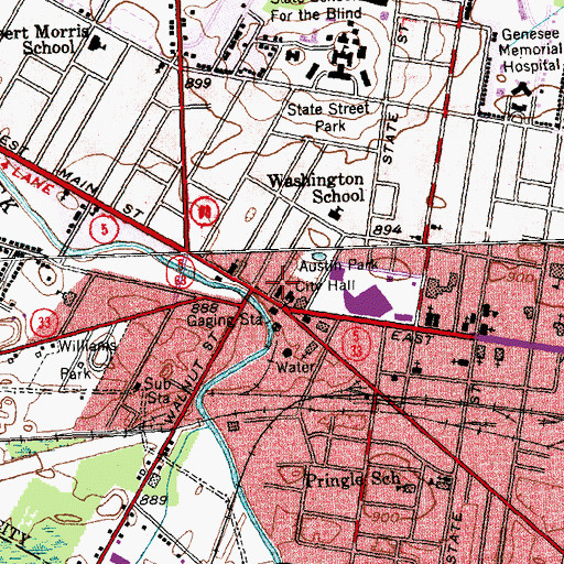 Topographic Map of Genesee County Jail, NY