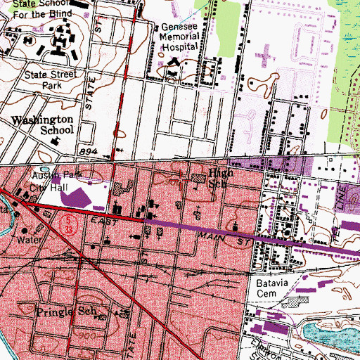 Topographic Map of Richmond Memorial Library, NY
