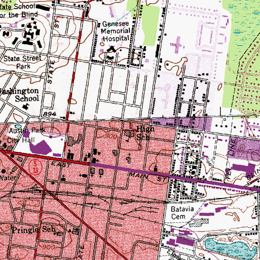 Topographic Map of Batavia Middle School, NY
