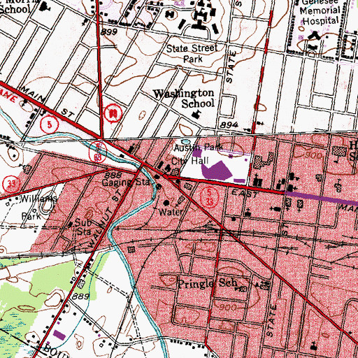 Topographic Map of Genesee County Court House, NY