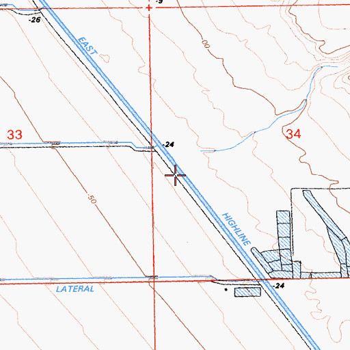Topographic Map of East Highline Canal, CA
