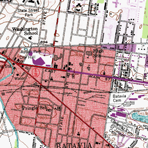 Topographic Map of First Baptist Church, NY