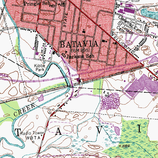 Topographic Map of City of Batavia Pumping Station And Filtration Plant, NY