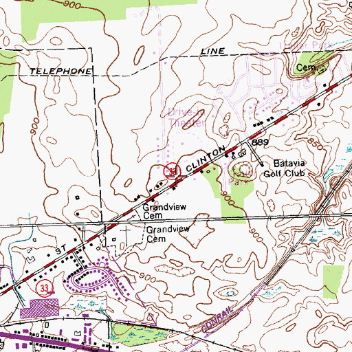 Topographic Map of Batavia Fire Department Station 2, NY