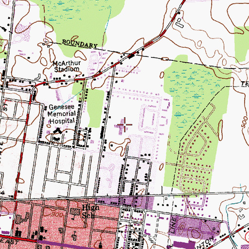 Topographic Map of John Kennedy Elementary School, NY