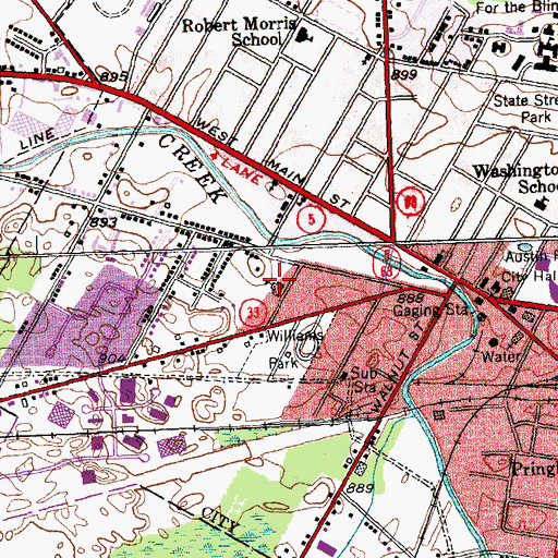 Topographic Map of Brooklyn Avenue School (historical), NY