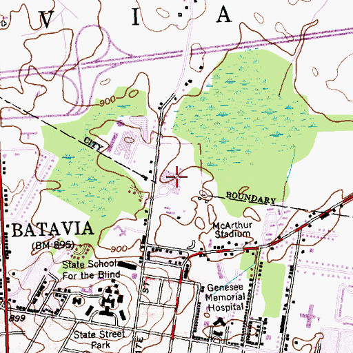 Topographic Map of Batavia High School, NY
