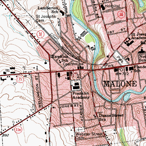 Topographic Map of First Baptist Church, NY