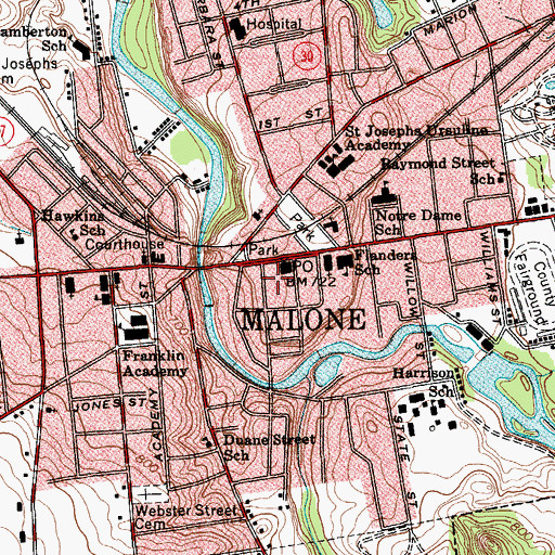 Topographic Map of Plaza Theatre, NY