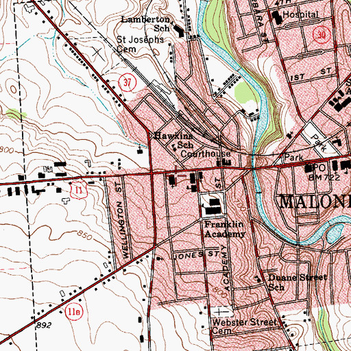Topographic Map of Saint Joseph's Roman Catholic Church, NY