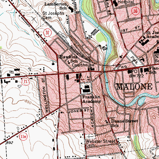 Topographic Map of Bishop Smith Memorial School, NY