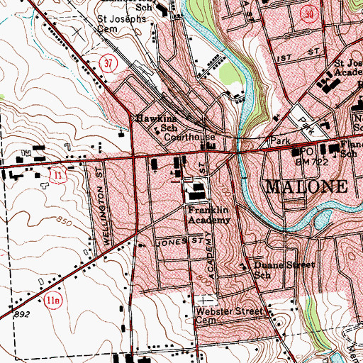 Topographic Map of Memorial Athletic Field, NY