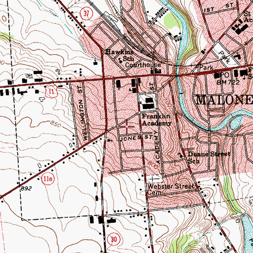 Topographic Map of Uhlmann School (historical), NY