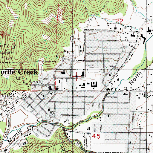 Topographic Map of Coffenberry Middle School, OR