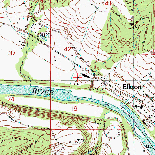 Topographic Map of Elkton Grade School, OR