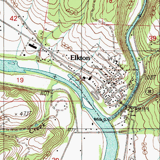 Topographic Map of Elkton High School, OR