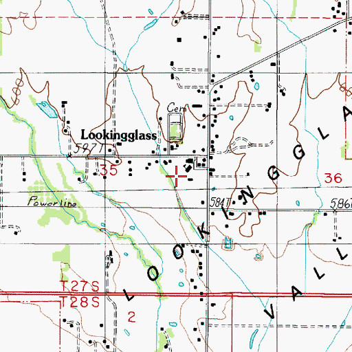 Topographic Map of Lookingglass Elementary School, OR