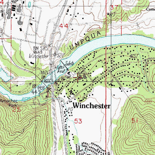 Topographic Map of Winchester Elementary School, OR