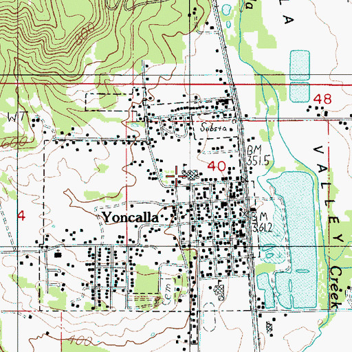 Topographic Map of Yoncalla Elementary School, OR