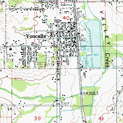 Topographic Map of Yoncalla High School, OR