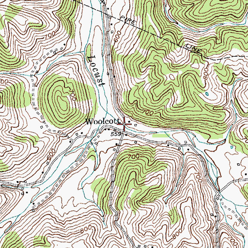 Topographic Map of Walcott Covered Bridge, KY