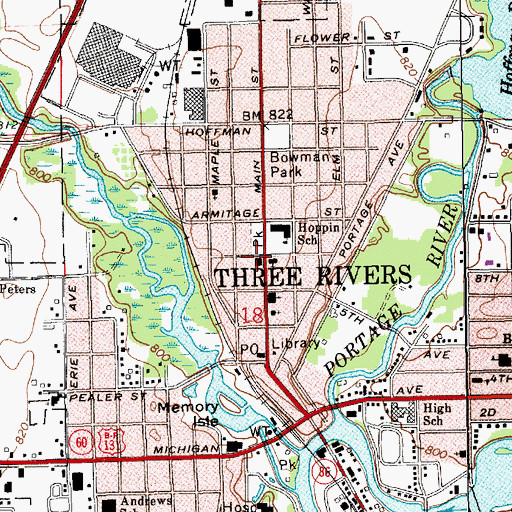 Topographic Map of First Presbyterian Church, MI