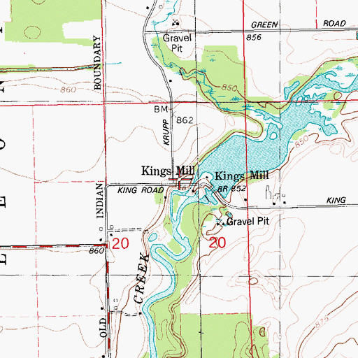 Topographic Map of Rawson's King Mill Park, MI
