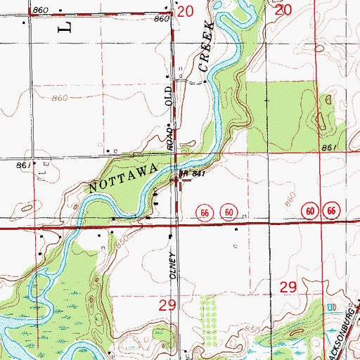 Topographic Map of Olney Bridge Park, MI