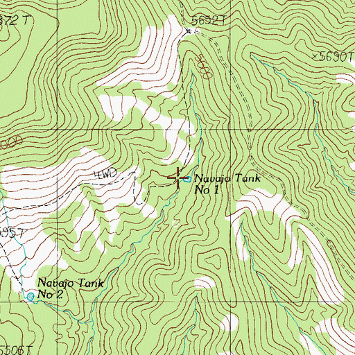 Topographic Map of Navajo Tank Number One, AZ