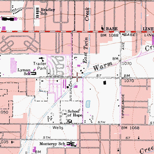 Topographic Map of East Twin Creek, CA