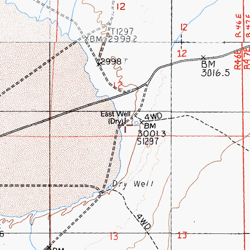 Topographic Map of East Well, CA